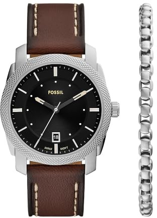 Fossil Machine orologio per uomo, movimento cronografo, con bracciale in acciaio inossiperbile o cinturino in pelle, 42 mm, Abbronzatura Calda