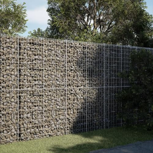 Brokky Gabion Basket with Cover 200x50x200 cm Galvanised Iron-Gabion Wall Mesh Wire Stone Basket Galvanised Iron Stone Basket Outdoor Spiral Planter Retaining Wall