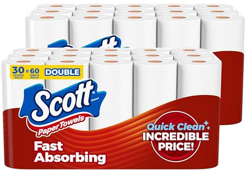 Scott Paper Towels, Choose-A-Sheet, 30 Double Rolls = 60 Regular Rolls (108 Sheets Per Roll)