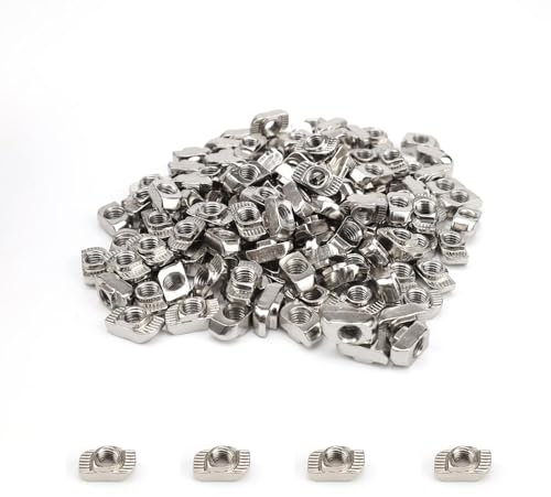 PARFCO M6 Cabeza Martillo Tuercas, 140 Piezas Acero Carbono Tuercas Martillo, M6 Plata Tuercas en T Ranura, Tuerca Martillo Ranura T Serie 30, para Construcción, Estructuras Marco Aluminio