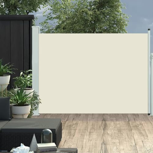 Tidyard Auvent latéral rétractable de Patio 100x500 cm Crème Protection de l'intimité et Vent, Paravent Store latéral, Abri Solaire Extensible Brise Vue pour Extérieur, Balcon, Terrasse
