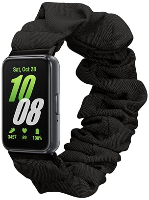 kwmobile Ersatz Armband kompatibel mit Samsung Galaxy Fit 3 - Smartwatch Scrunchie Haargummi Design Schwarz - Innenmaße 14-19 cm