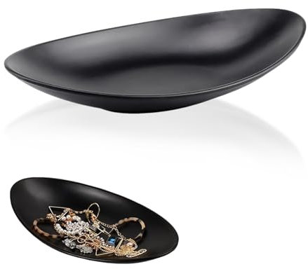 Plateau à Bijoux Ovale Bol à Clé, Plateau à Bijoux et Vide-Poche en Résine Noire, Anneau Ovale Noir Plateau Coupelle Decorative, Noir Plateau décoratif pour Les clés de Couloir, Bols décoratifs
