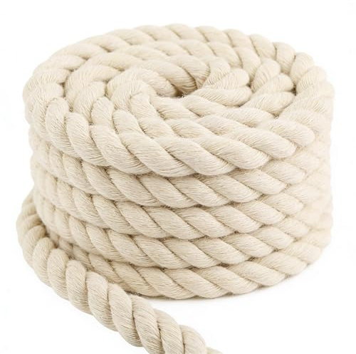 Cordón de algodón de 12 mm, 10 m, Cuerda de algodón, cordón de macramé, Hilo Grueso de algodón para decoración, Manualidades, jardinería, Embalaje de Regalos(Beige)