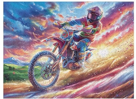 Piloto de motocross montaña bicicleta todo terreno aventura salvaje Puzzles 500 Piezas Juguete Educativo 3D Interactivo Rompecabezas Familiar Para Toda La Familia Entretenimiento Creativo Decorativo 5
