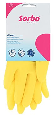 Sorbo Medium Household Yellow Rubber Glove, Everyday Cleaning Essential, Super Resistant and Durable, Long Cuff with Textured Palm and Finger Grips