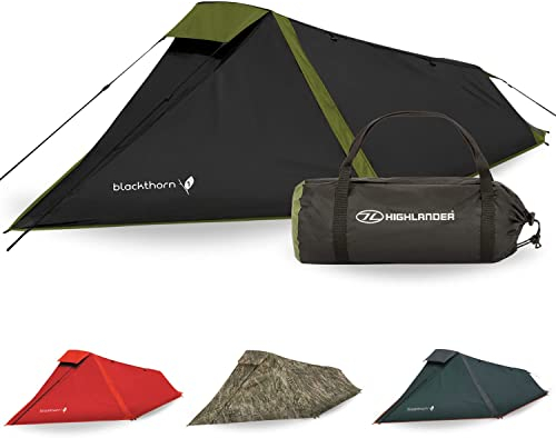 Highlander Blackthorn 1 Person Tent XL – Lightweight & Waterproof. 4 Season Tent for 1 Person. Quick And Easy Pitch Ultra Low-Profile for Hiking, Fishing, Cyclists & Backpacking with Extra Room