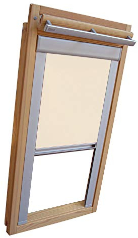 Verdunkelungsrollo THERMO Alu-Rückseite für VELUX Dachfenster TYP GGL/GPL/GGU/GPU - F06 - Farbe Creme - mit Aluminium Seitenschienen - KLICK Montage