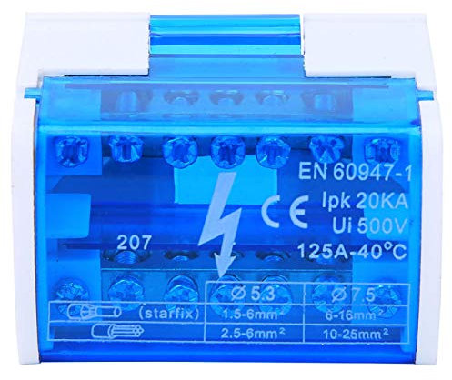 Boîte de distribution de borne, boîte de jonction de bornier à rail DIN monophasé à 2 niveaux avec cache-poussière transparent 207
