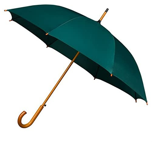 Falconetti Parapluie long femme - Ouverture automatique - Manche et poignée canne bois - Vert Sapin