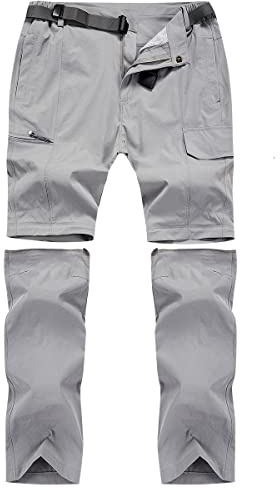 CARWORNIC Herr konvertibla byxor utomhus vandringsbyxor snabbtorkande lätt camping fiske shorts, Ljusgrå, 38 SE