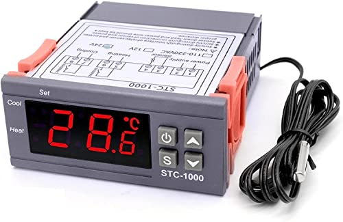 ReptilHábitat - STC1000 Temperaturregler STC 1000 Thermostat mit NTC Sonde 220 V Digital Inkubator Terrarium (ohne Verkabelung)