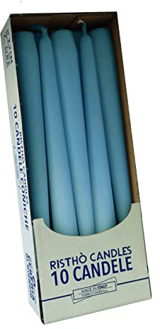 10 Candele coniche Cereria Di Giorgio Ø 2,2 cm altezza 25 cm - Candele decorative per la casa – Colore Dusty Blue – Durata 7 ore – Inodore – Cera vegana naturale – Senza olio di palma – Made in Italy