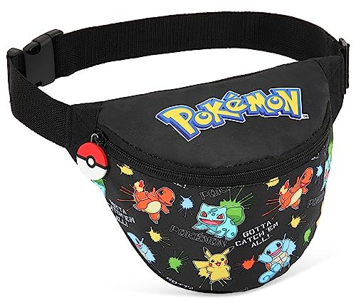 Pokemon Bauchtasche Kinder 2 Fächer Gürteltasche für Kinder Outdoor Schule Reise Cool Trendige Bauchtaschen für Kinder Jungen Mädchen Teenager Pikachu Tasche Handytasche