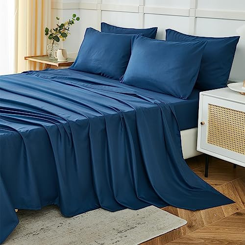 ILAVANDE juego de sábanas para camas grandes de matrimonio (tamaño King), 6 piezas, lujosa, supersuave calidad hotelera, microfibra de 1800, antiarrugas y transpirable, bolsillos de 35.6 cm de