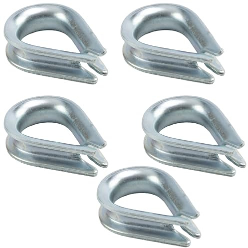 AERZETIX - C65322 - Lot de 5 Cosses-coeur pour fil Ø5 mm - DIN 6899 - en acier zingué - manchon de serrage serre-câble protection fixation attacher nautiques marines bâtiment