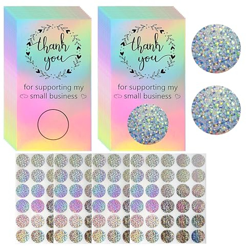 INKNOTE 120pcs Scratch Cards for Small Business Gift Certificates Cardstock and Laser Stickers for Purchase Supporting DIY Coupon Salon Spa Restaurant