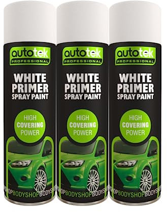 AutoTek White Primer Multi-Purpose Aerosol Spay Paint 500ml x3