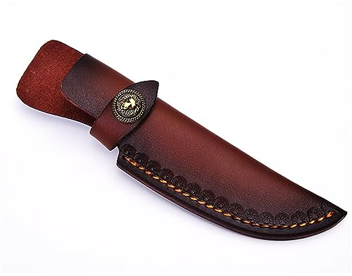 Michear Leather Knife Sheath 8 inch,PU Leather Straight Long Tactical Trapper Belt Loop Case Holder Bag,Knife Holster (Red-black)