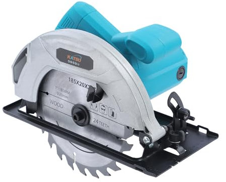 KATSU 185mm 7 Inch 1200W Circular Saw with 24T TCT Cutting Blade, Max Cutting Depth 60mm (90°), 40mm (45°), for Wood, Plastic, Soft Metal