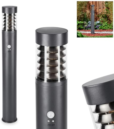 Utomhus vägbelysning Dakar, vägbelysning med rörelsedetektor av metall/plast i antracit/klar, höjd 80 cm, trädgårdsbelysning IP44, 1 x E27, utan glödlampor