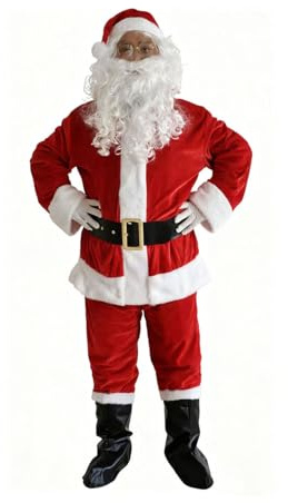 MYSTELLA Abito Babbo Natale Adulto Uomo Vestito Babbo Natale Unisex Cosplay Santa Claus Christmas Suit Cosplay(XXL)