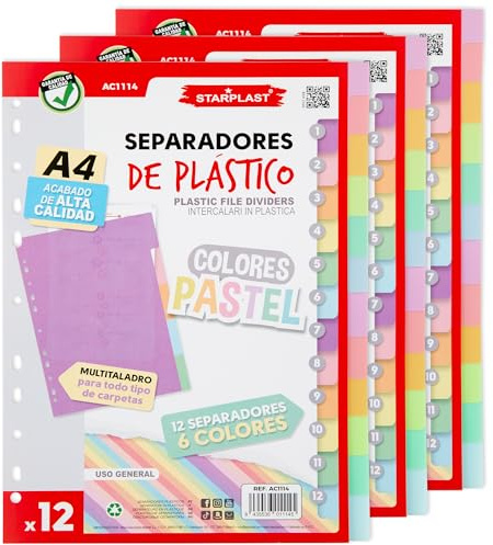 STARPLAST Set di 36 divisori in polipropilene multiperforazione per scuola o ufficio