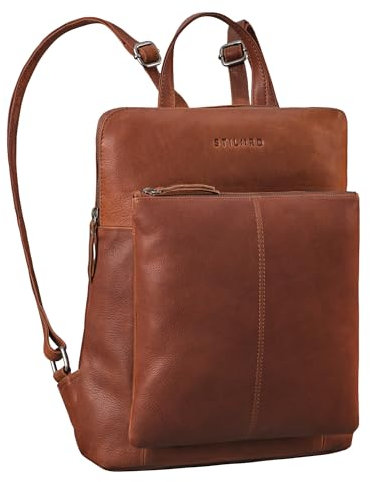 STILORD 'Jenny' Moderner Lederrucksack Damen Mittelgroß Echtleder Retro schicker Damenrucksack Leder Tagesrucksack Vintage Daypack Echtleder schlank, Farbe:sila - braun