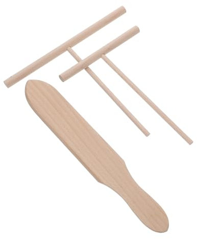 PAMINGONO 3pcs Pancake Maker Kit T-Shape Wooden Spatula Spreader Nonstick Crepe Turner for Cooking Baking