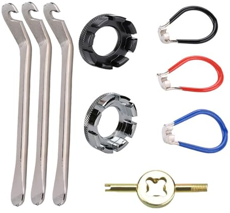 Juego de herramientas de ajuste de radios para bicicletas, palancas de neumáticos, tensor, reparación, bolsillo de ciclismo, llaves de radios duraderas