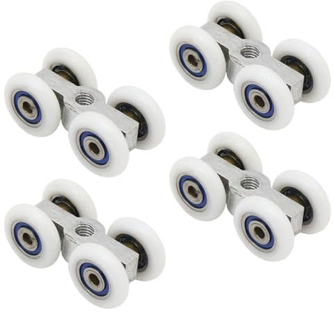 URYVAIW Roulettes pour Portes Coulissantes, Lot de 4, Alliage d'Aluminium, 4 Roues, Filetage M6, Ø20mm, Silencieuses & Durables, pour Portes de Douche & Rideaux