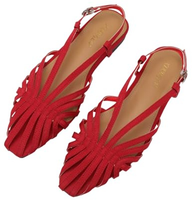 Sandales Plates pour Femmes, Bout Rond Style Romain décontractées pour banquets Plage Style Gladiateur