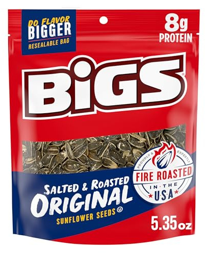 BIGS Original Salted & Roasted Sunflower Seeds, 5.35-Ounce Bags (Pack of 12)