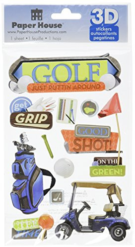 Paper House Productions STDM-0128 3D Sticker 4.5 x 7 Sheet, Golf