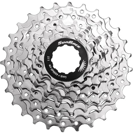SunRace cassette CSR86 pour vélo de route 8 vitesses 11-28 corps Shimano, Argent