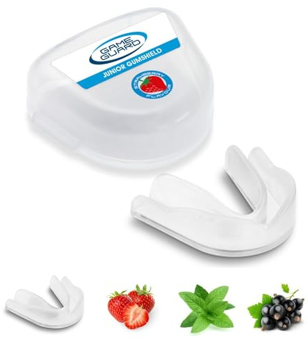 GAME GUARD protector bucal para hervir y morder/protector de encías - protector bucal moldeable/protectores de encías - júnior/niños/jóvenes - Aprobado por CE, deportes escolares, rugby, baloncesto