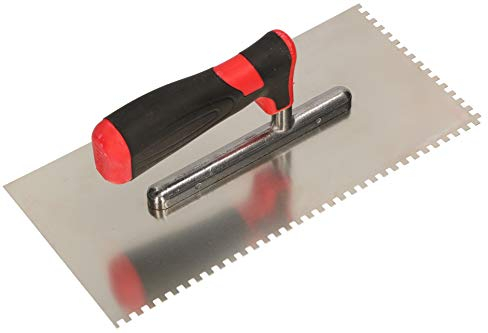 KOTARBAU® Llana Dentada con Hoja de Acero Inoxidable, 4x4 mm, 270 mm, Paleta de alisado con Mango de Goma, Peine de Diente para colocación de baldosas, Espátula de Dientes, Alisadora para Azulejos