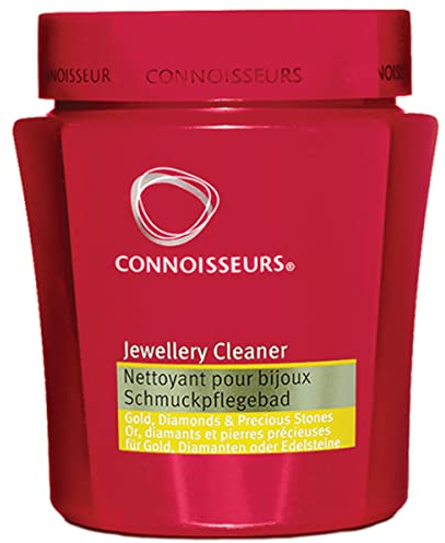 Connoisseurs Precious Gold Diamond Jewellery Cleaner, Immersion Bath for Jewellery, Cleaning Solution for renewed Shine with Basket & Brush, Cloth Wipes Bath Cleaner Kit-250ml.