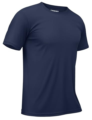 TACVASEN UV Shirt Herren Sportshirt Kurzarm Leicht Laufshirt Schwimmshirt Outdoor Tops Sonnenschutz, Marineblau, L