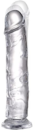 G Spot, Dildo realistico in gelatina con forte ventosa, flessibile, compatibile con imbracatura per il pene, giocattolo anale per adulti per donne (15,5 x 3 cm, trasparente)