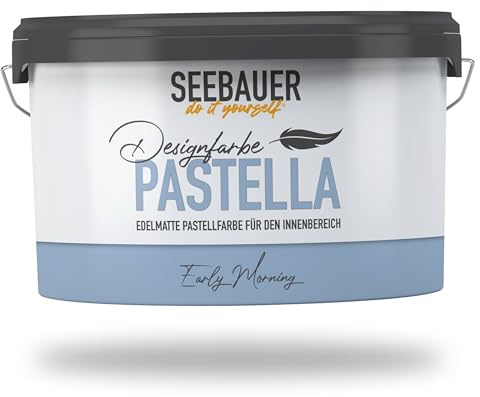 SEEBAUER diy Pastellfarbe PASTELLA Blau 2,5L (Early Morning) Edelmatte Wandfarbe Blau - Innenfarbe sehr hohe Deckkraft - Matt, Abwaschbar und Tropffrei