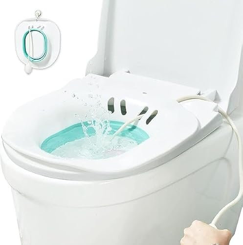 Faltbares Sitzbad für postpartale Pflege, Dammbad zur Linderung von Hämorrhoiden, Dammbad über der Toilette, zusammenklappbar, leicht zu verstauen, Dampfsitz, ideal für die Reinigung