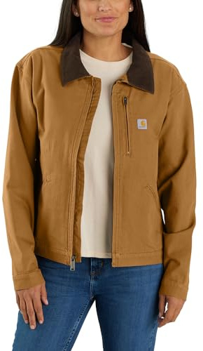 Carhartt Arbetsjacka för kvinnor, Relaxed Fit, Canvas Detroit, Carhartt Brun, S