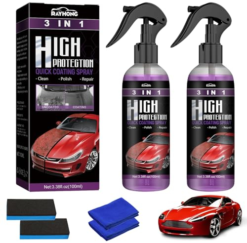 High Protection 3in1 Spray, 2 Stück Auto Politur Auto Beschichtung, Neues Verbessertes Schnelles Auto-Nano-Beschichtungsspray, für Autos Motorräder