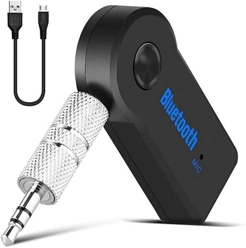 Bluetooth Car Adapter, Wireless Car Receiver with Microphone, Aux to Bluetooth Receiver for Stereo, Portable Car 3.5mm Bluetooth Aux Adapter for Music Streaming, Car Audio, Home Stereo, Headphone
