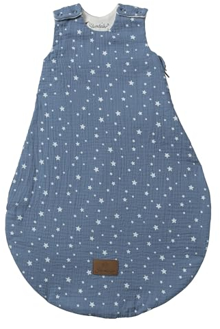 Sterntaler Babyschlafsack Esel Emmi - Aus Musselin mit Sternedruck – gefüttert mit Jersey, komplett zu öffnen - 0,50 TOG - mit 2-Wege-Reißverschluss und Kabelöffnung – 68 cm
