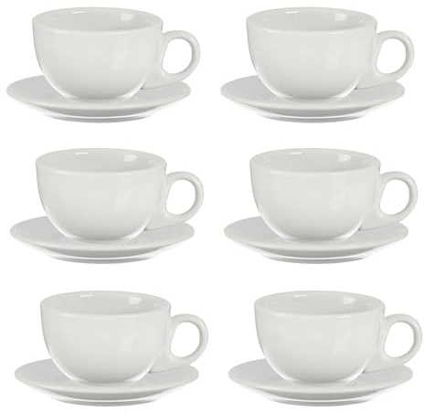 San Ignacio Set 6 tazas cafe porcelana blanca con platillos colección VESSIA