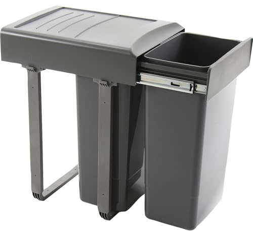 EKOTECH Mega 45 Poubelle encastrable en plastique Gris 2 x 26 l