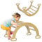AIYAPLAY Escalada para Niños de Madera 2 en 1 Arco de Escalada para Niños de 18-48 Meses Balancín para Bebés Arco Mecedor Carga 50 kg 68x42x36 cm Natural