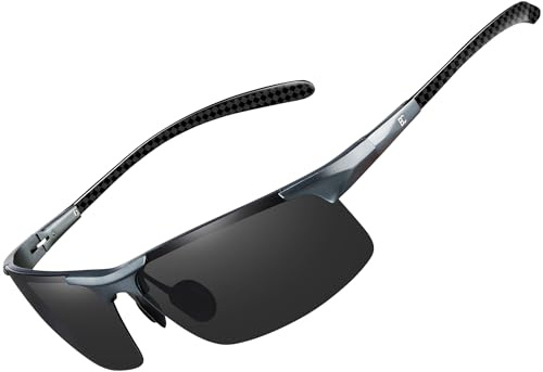 Bircenpro Sonnenbrille Für Herren Polarisiert: UV Schutz Kohlefaser Temple Sport Sonnenbrille Für Fahren